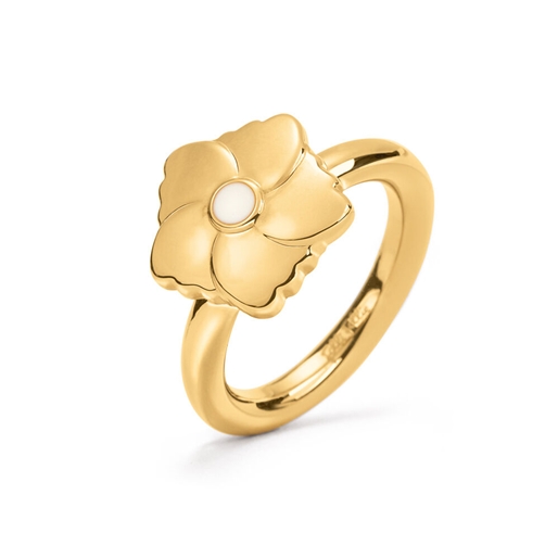 Bloom Bliss Yellow Gold Plated Mini Motif Ring-